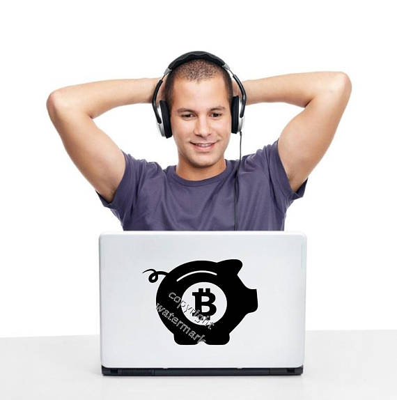 Bitcoin piggy bank - funny wall, laptop, car, computer case sticker decal transfer