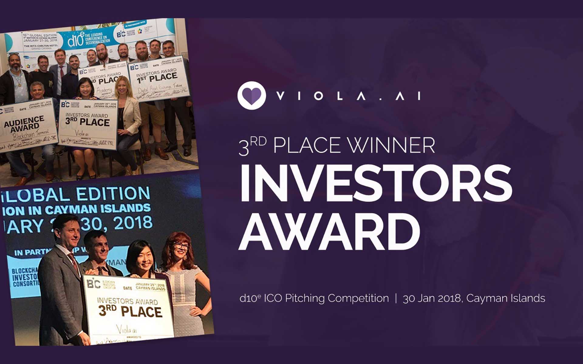Viola. Ai wins investor award at d10e ico pitching competition at cayman islands Viola. Ai wins investor award at d10e ico pitching competition at cayman islands