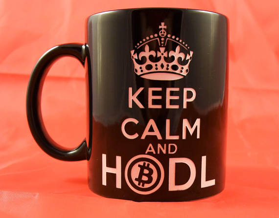 Bitcoin themed / cryptocurrency / hodl / blockchain / crypto / keep calm and... - hand etched coffee mug - black 11oz