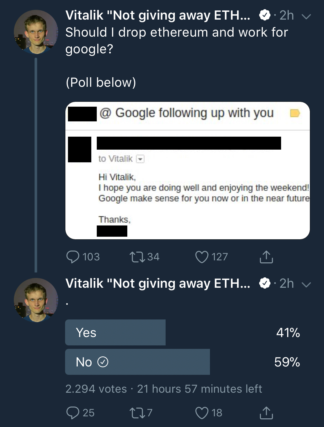 Google tries hiring vitalik buterin for a secret crypto project Google tries hiring vitalik buterin for a secret crypto project
