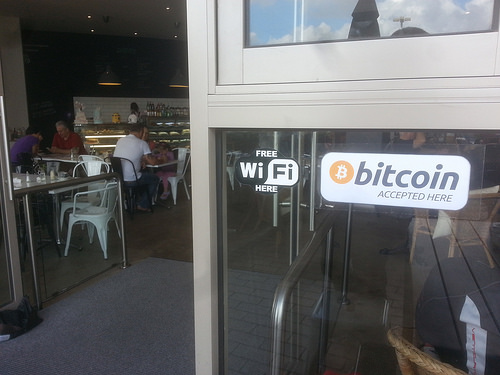 Bitcoin accepted here - sign - mr pilgrim, chadstone Tags