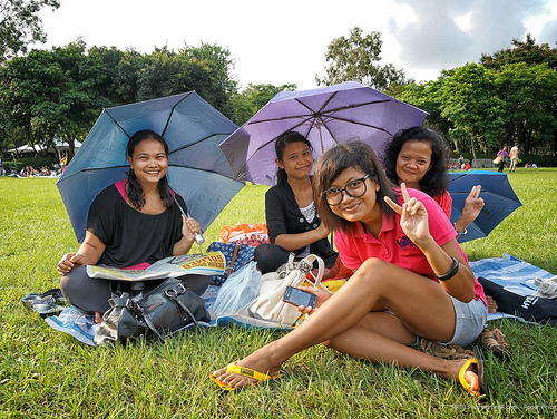 Girls do enjoy a picnic in the park on a sunny afternoon... Tags