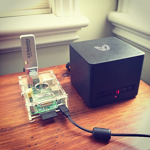 Now mining #bitcoin with a #raspberrypi head. Total power draw at 8gh/s, 42 watts. #bfl Tags