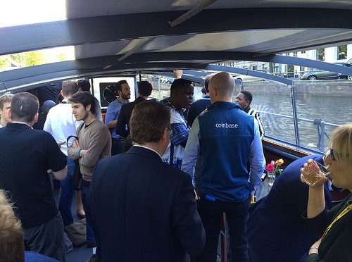 Boat ride over the amsterdam canals with the speakers at bitcoin 2014