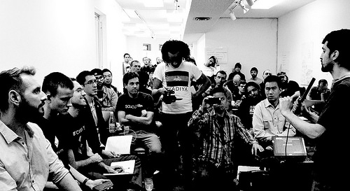 The crowd at the in crypto we trust hackathon at decentral toronto. Amir taaki, a. Traviss corry, vitalik buterin, michael perklin. Tags