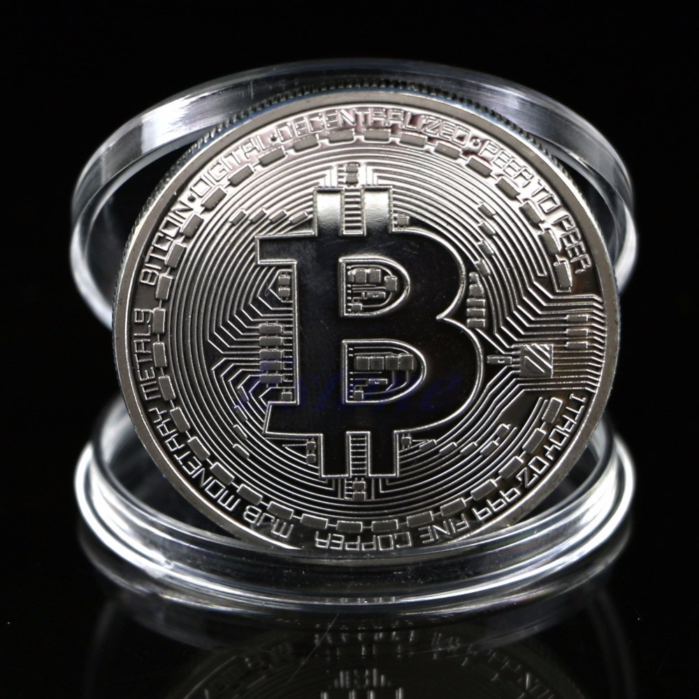 1pc silver plated <font><b>bitcoin</b></font> coin collectible btc coin art collection gift physical