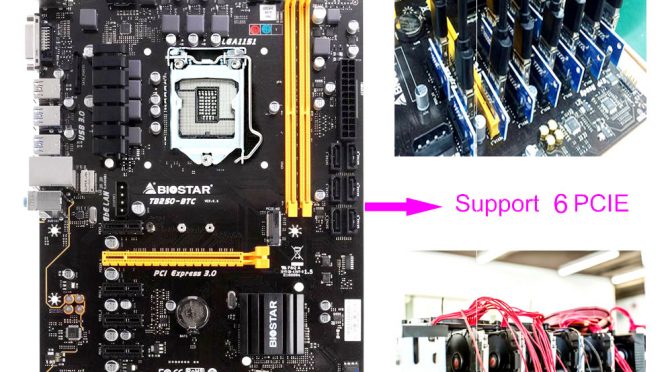 Biostar 6pcie tb250-btc supports 6 graphics computer mining motherboard for i7 1151 ddr4 for btc miner machine <b>bitcoin</b> mining