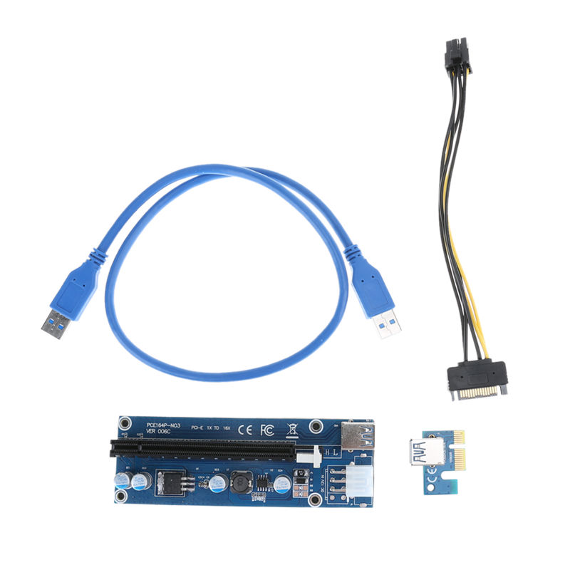 10pcs/lot usb 3. 0 pci-e express 1x 4x 8x 16x extender riser card motherboard with sata to 6pin cable powerful for <b>bitcoin</b> miner