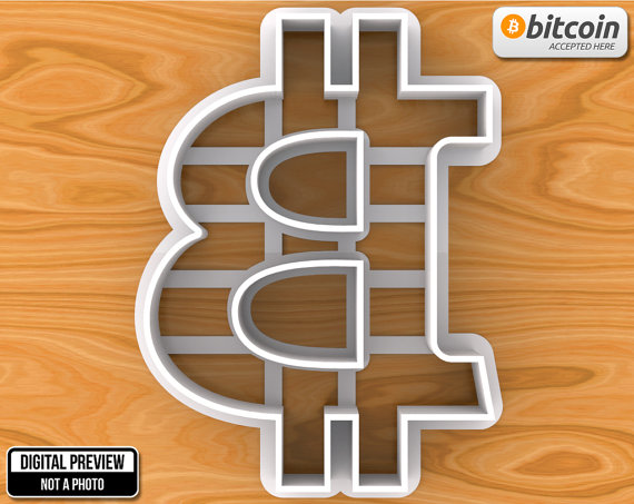 Bitcoin sign cookie cutter, selectable sizes