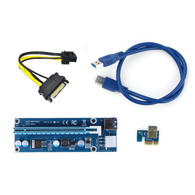 Premium quality 60cm pci-e express 1x to 16x extender riser card with power supply usb cable for graphics for <font><b>bitcoin</b></font> miner