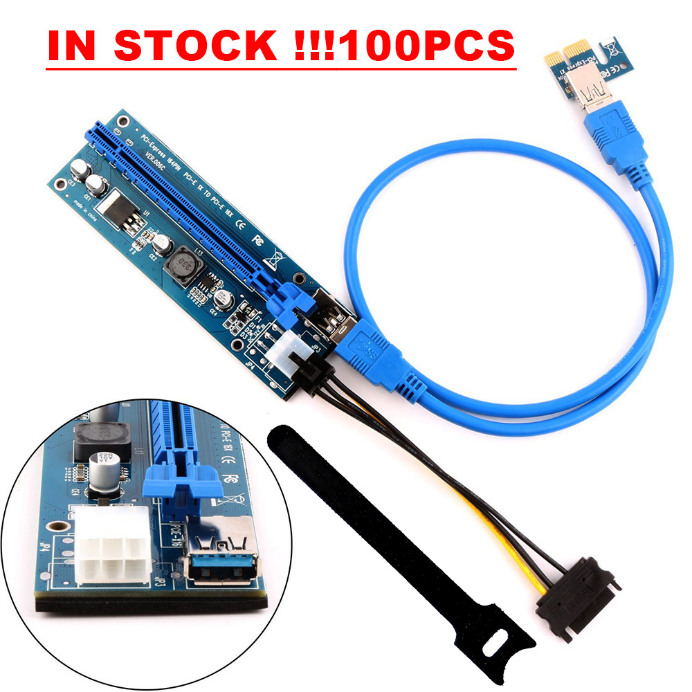 Ubit 100 pcs/lots 1x to 16x express extender riser card usb 3. 0 pcie extension sata 15pin to 6pin power cable for <b>bitcoin</b>