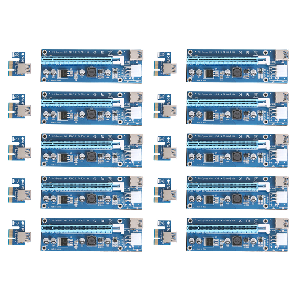 10pcs/lot upgraded pci-e express 1x to 16x riser card sata 6pin usb 3. 0 cable adapter pci extender for btc <b>bitcoin</b> mining