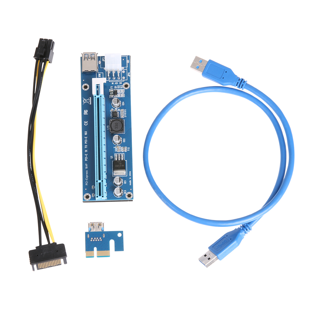 Upgraded pci express pci-e 1x to 16x extender riser card with sata 15needle 6pin power cable line adapter for <font><b>bitcoin</b></font> mining