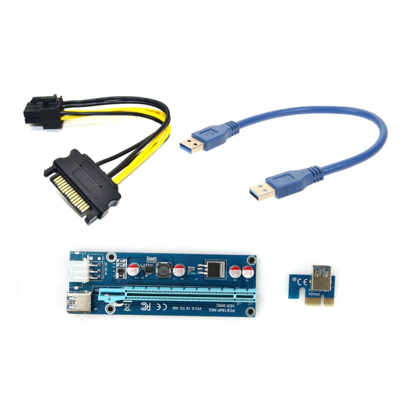 30cm usb 3. 0 riser pci-e express riser card 1x to 16x usb 3. 0 extender cable sata to 6pin power cable for <b>bitcoin</b> mining