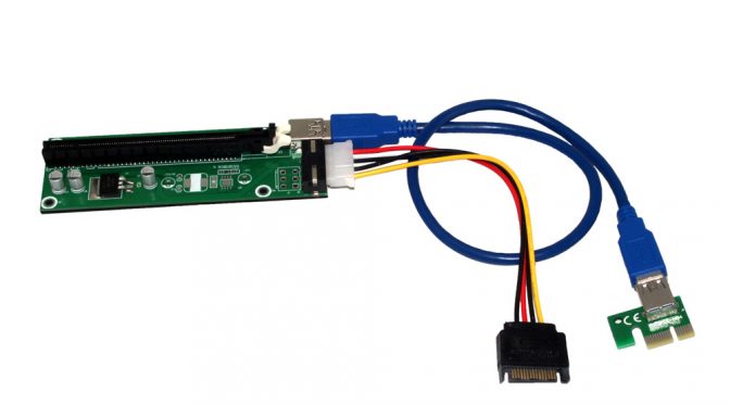 Usb 3. 0 pci-e express extender riser card adapter pcie riser board x1 to x16 w/ sata 15-4pin power cable for <b>bitcoin</b> btc mining