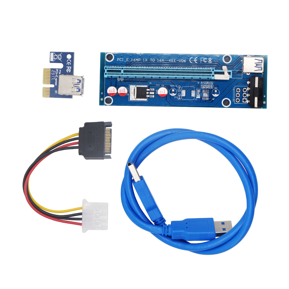 Pci-e pci e 1x to 16x mining machine enhanced extender riser card adapter with 60cm power cable for <b>bitcoin</b> btc miner machine