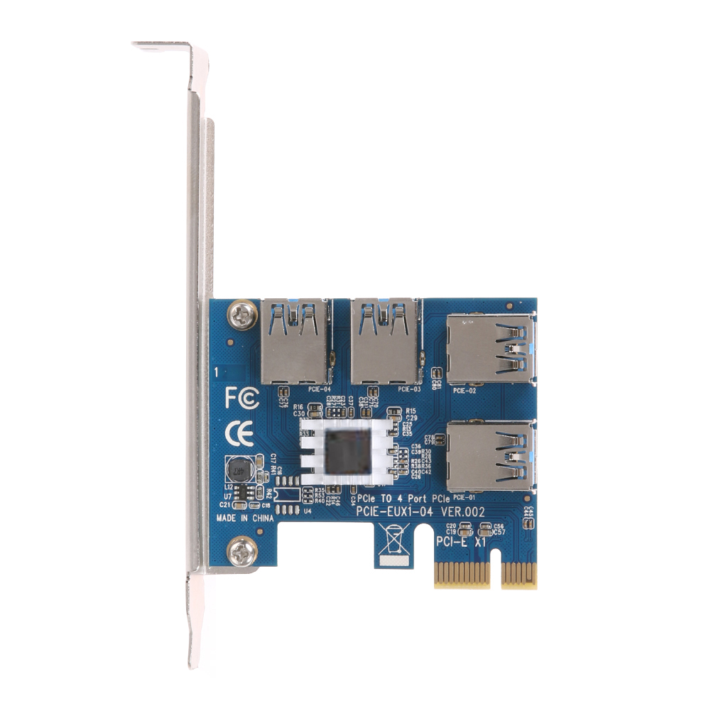 4 slots pci-e 1 to 4 pci express 16x slot external riser card adapter board pcie port multiplier card for <b>bitcoin</b> mining machine