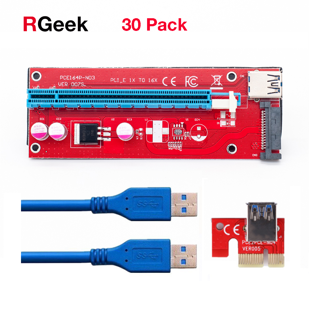 30 pcs super stable pci-e pci e express 1x to 16x graphics card riser extender adapter ver007c for <b>bitcoin</b> btc miner machine dhl
