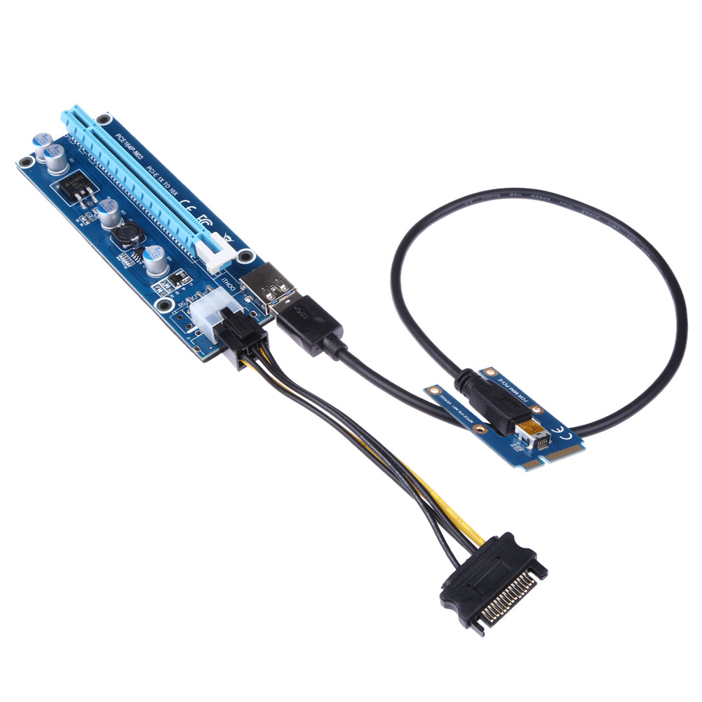 40cm mini pci-e usb 3. 0 pci-e express 1x to16x extender riser card adapter sata 6pin power cable for <b>bitcoin</b> mining