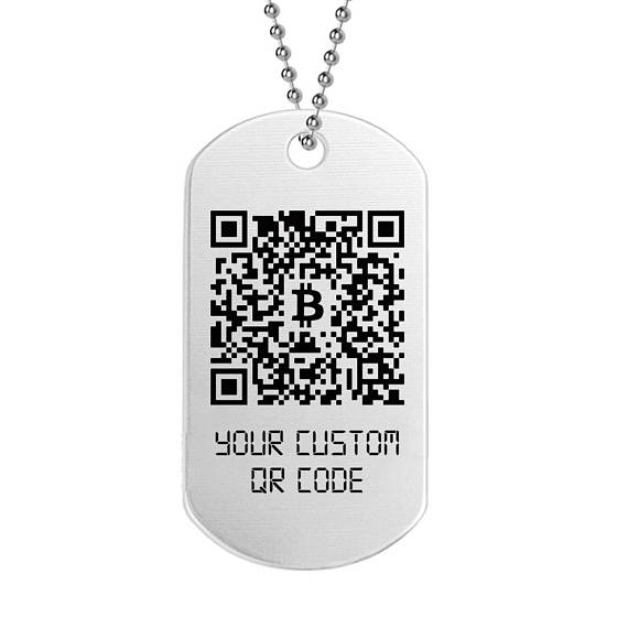 Bitcoin pendant necklace // custom qr code // crypto wallet // bitcoin necklace // bitcoin dog tag // cryptocurrency pendant