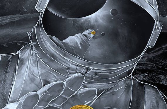 Bitcoin astronaut beyond the moon cryptocurrency poster artwork bitcoin poster limited to 50