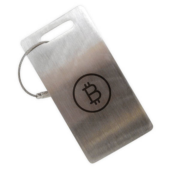 Bitcoin stainless steel luggage tag