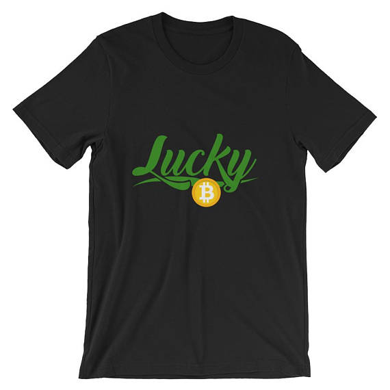 Lucky bitcoin charm st patrick's day cryptocurrency unisex t-shirt | funny leprechaun crypto blockchain hodl bitcoin lucky charm top