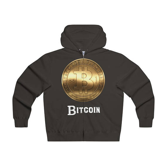 Gold bitcoin lightweight zip hooded sweatshirt cryptocurrency logo digital currency coin online transaction crypto tee zip hooded sweatshirt
