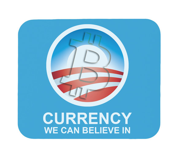 Bitcoin currency we can believe in parody mouse pad