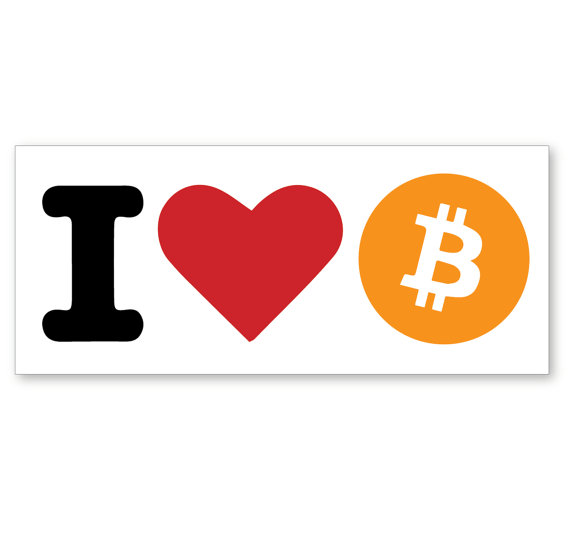 1 "i love bitcoin" durable bumper sticker decal - indoor or outdoor