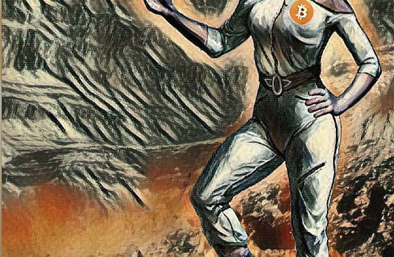 Bitcoin on mars retro futuristic poster crypto cryptocurrency art print limited to 50!