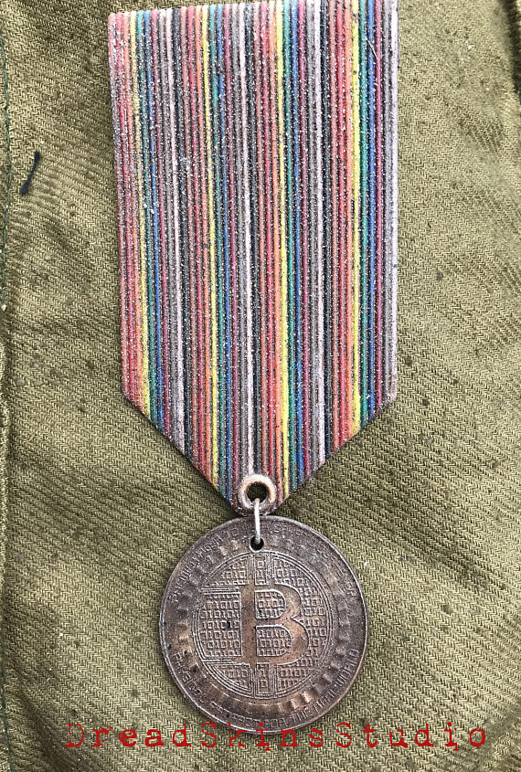 Bitcoin (1) - post apocalyptic wasteland dystopian dieselpunk fantasy medal heavily distressed