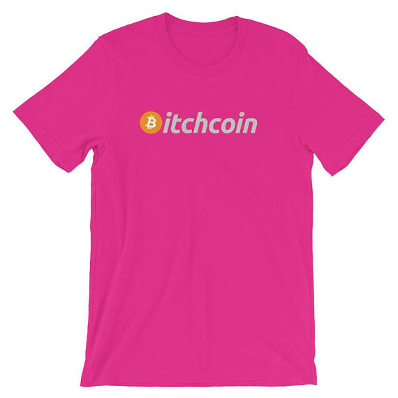 Bitcoin shirt | bitcoin parody | funny bitcoin shirt | short-sleeve unisex t-shirt | itch bitch coin | cryptocurrency shirt | bitcoin logo