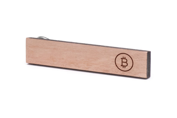 Bitcoin tie clip, wood, gift for him, wedding gifts, groomsman gifts, and personalized