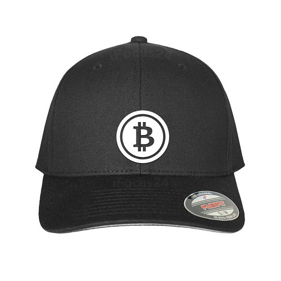 Bitcoin p2p block chain mining flex fit hat round bill