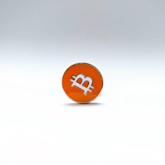 Bitcoin cryptocurrency enamel pin badge // blockchain // crypto // cryptocurrency // btc // accessory // badge