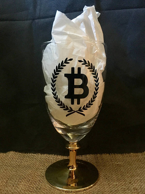 Bitcoin gold stemmed wine goblet