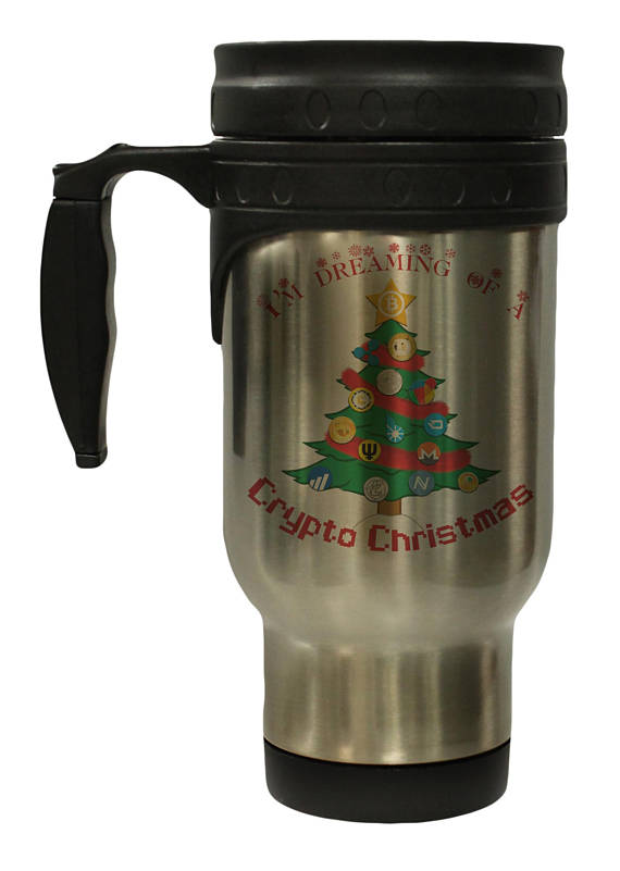 Bitcoin i'm dreaming of a crypto christmas 12 ounce hot/ cold travel coffee mug (stainless)