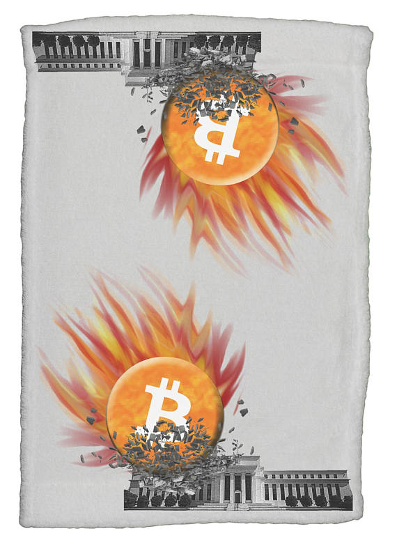 Bitcoin smashes the federal reserve super soft 8 x 12 inch hand towel
