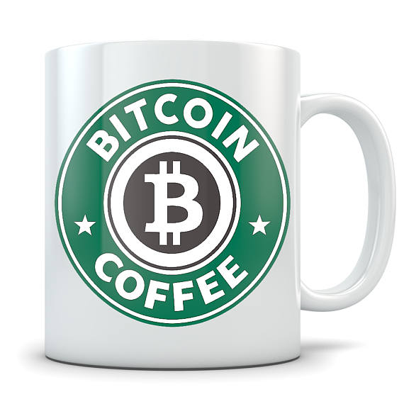 Bitcoin mug - cryptocurrency coffee cup - great gift for bitcoin owners - funny starbucks parody