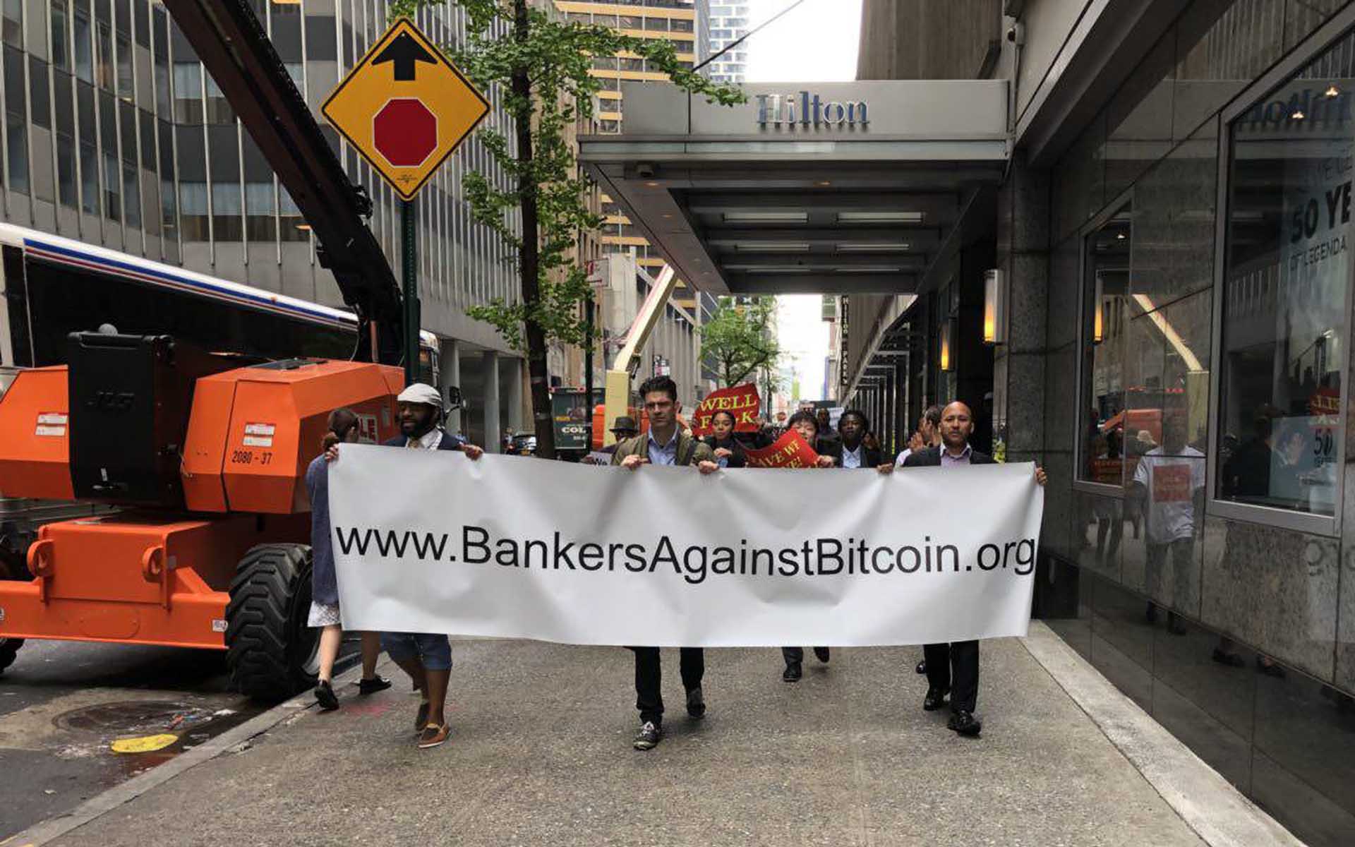 Consensus 2018: mammoth turnout on opening day as parody protesters march outside the cryptocurrency conference Consensus 2018: mammoth turnout on opening day as parody protesters march outside the cryptocurrency conference