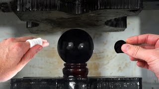 Obsidian crystal ball crushed by hydraulic press | i cut my finger Obsidian crystal ball crushed by hydraulic press | i cut my finger