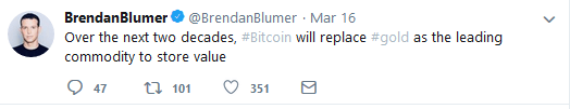 Bitcoin [btc] will replace gold in terms of value within two decades, claims block. One’s ceo